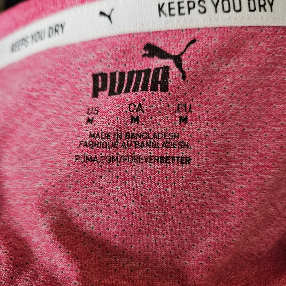 Puma Pink Women's Spellout Workout Tee Sz Med